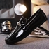 Men's Loafers Fashion Casual Shoes Retro Patent Leather Slip on Driving Flats