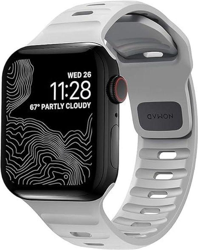 Compatible with iWatch Band 42mm 44mm 45mm 49mm Women Men, Silicone Wavy Sport Strap Compatible with iWatch Series Ultra/Ultra2/Series 1/2/3/4/5/6/7/8/9 SE (Grey)