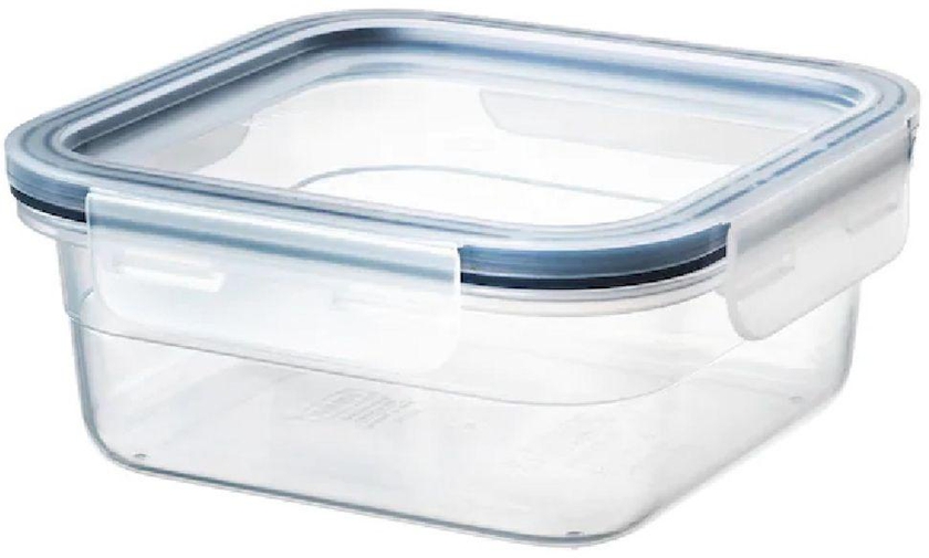 Food container with lid, square, plastic, 750 ml