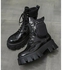 Patent Leather Ankle Boots - Black