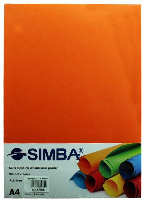 Simba A4 رزمة ورق تصوير سيمبا 160جم 100 ورقة برتقالى