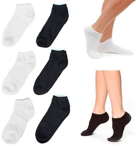 Fashion 6 Pair Women Ankle Socks Ped Low Cut Fit Crew Size 9-11 Sport Black White