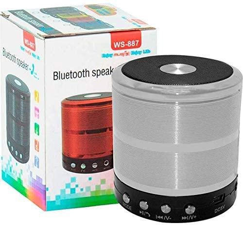 SPOY Mini Bluetooth Speaker WS-887 with FM Radio, Memory Card Slot, USB Pen Drive Slot, AUX Input Mode - Sliver