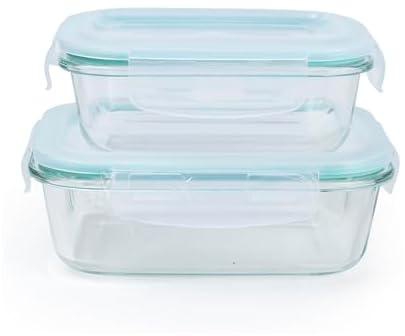 2-Piece Borosilicate Glass Food Storage Containers with Lids - Airtight, Leakproof, Stackable - Ideal for Food Prep, Meal Planning, Leftovers, Kitchen Organization – and lunch box 400ml & 650ml