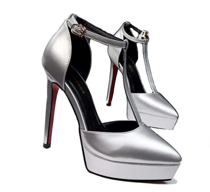 Women Shoes with High Heels Silver Size EU38