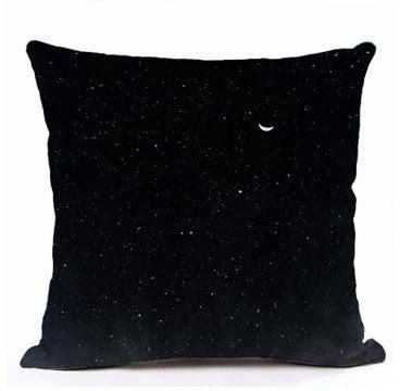 Moon Pattern Square Decorative Cushion Cover Black 45x45centimeter