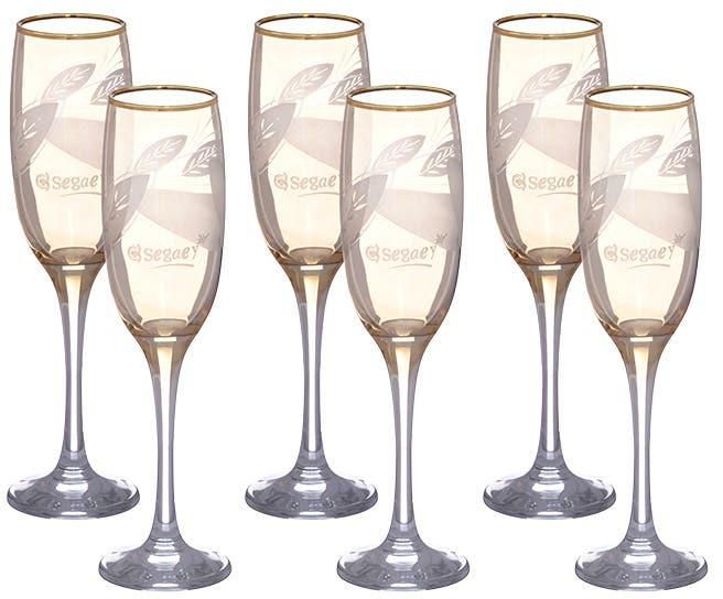 Get Segaey Glass Drinkware Set, 6 Pieces - Light Brown with best offers | Raneen.com