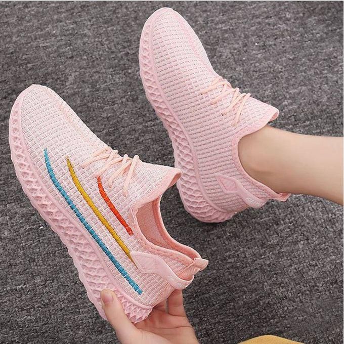 Fashion Women's Spring And Summer Breathable Mesh Face Soft Sole Non-slip Shoes-(pink)