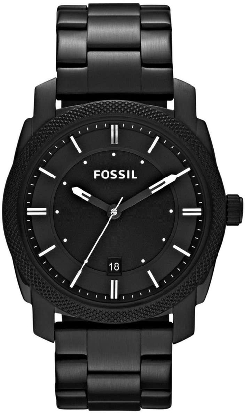 Fossil Mens Stainless Steel Watch Machine Date FS4775 (Black)