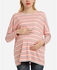 Angelique Striped Maternity Top - Neon Pink