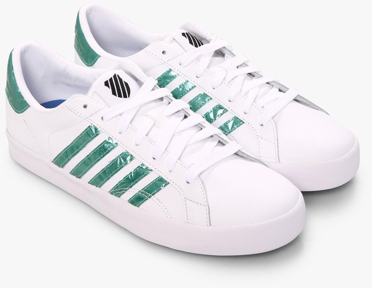 White and Green Belmont Sneakers