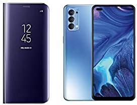 Oppo Reno 4 case Clear View Stand mirror without sensor and not smart - purple