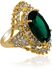 Anna Bella Women's Yellow Gold Plated with Green & White Crystal Ring - Size 18