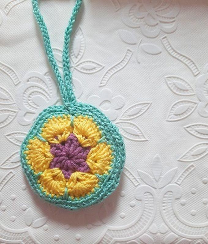 Crochet Handmade African Flower Keychain
