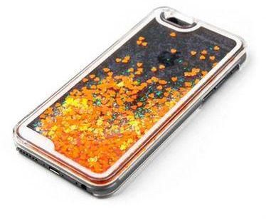 Margoun Transparent Crystal Clear Liquid Sand Case Cover Compatible with iPhone 6/ 6s Plus - Orange