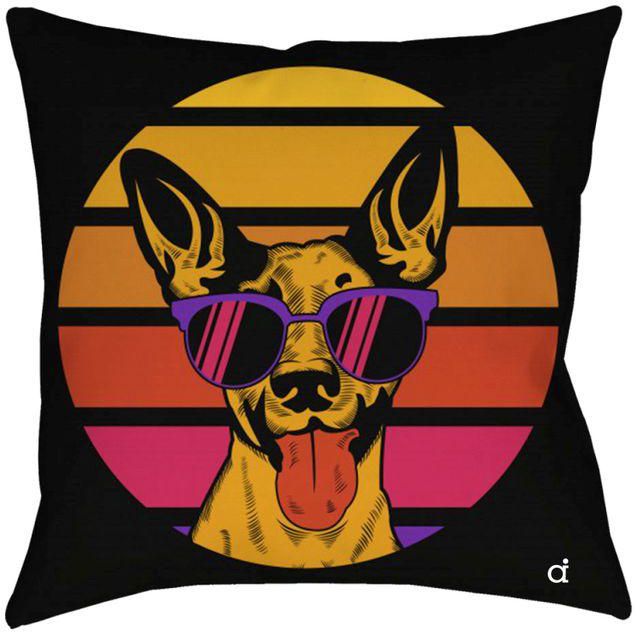 Awesome Cool Retro Dog Throw Pillow