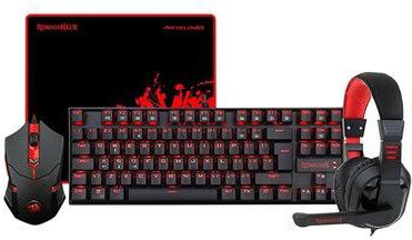 Redragon K552-BB Gaming Keyboard and Mouse, Large Mouse Pad, PC Gaming Headset with Microphone Combo 87 Key Mechanical Keyboard with Blue Switches for Windows PC Games-Keyboard Mouse Pad Head