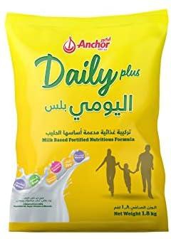 Anchor Milk Powder Daily Plus, Fortified with Vitamins & Minerals, Nutritious Formula Ideal for Coffee & Tea Beverages, Pouch, 1.8kg