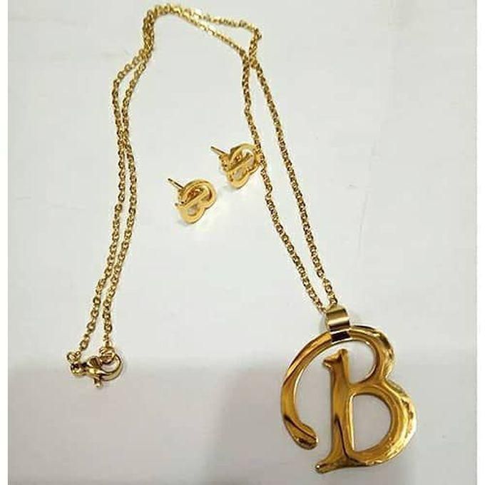 Letter B Pendant, Earrings And Necklace