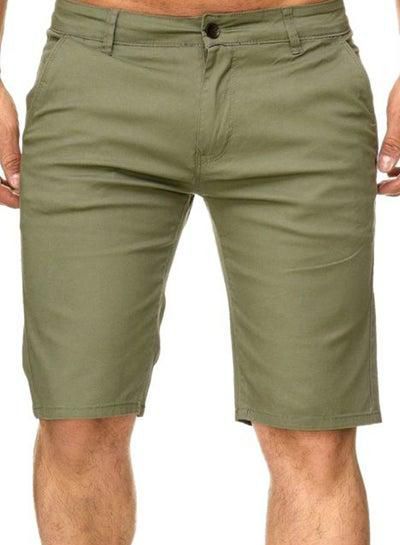 Solid Slim Fit Shorts Army Green