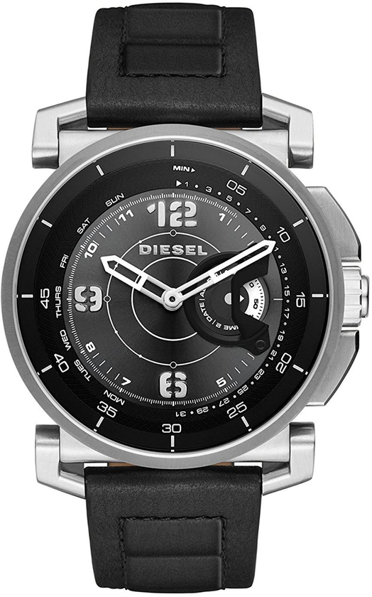 Diesel Men's Black Dial Leather Strap Hybrid Smart Watch