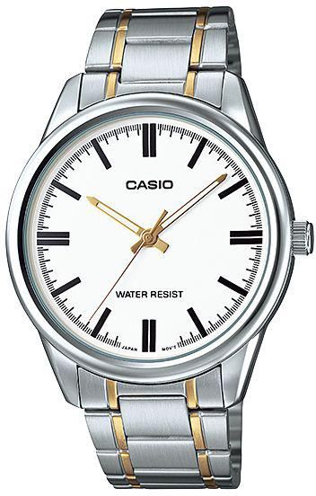 Casio Men's White Dial Stainless Steel Band Watch - MTP-V005SG-7A