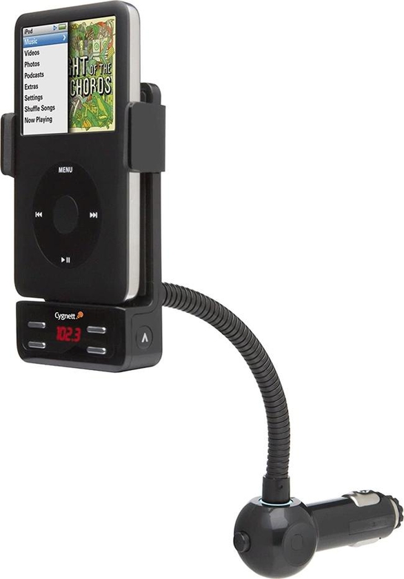 Cygnett -FM Transmitter - Auto-scan And gooseneck [Wireless] Easy auto-tuning, Strong & Flexible With Superior Sound & Multiple Functions - For iPhone And iPod - Black | CY-A-TR