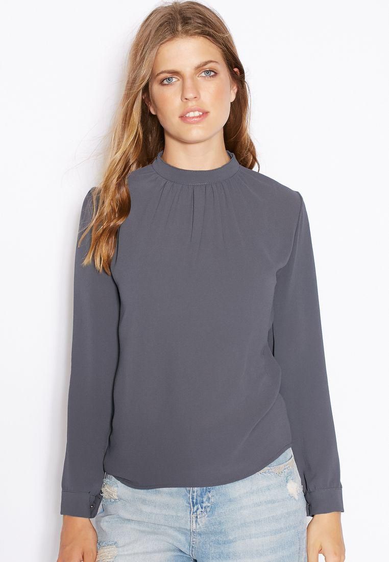 High Neck Pleated Top