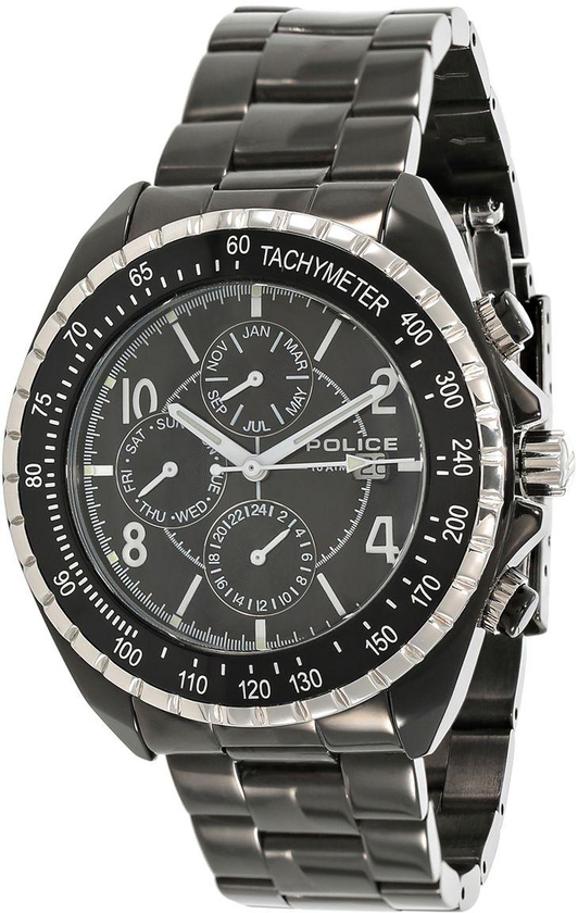 Police Men's Black Dial Stainless Steel Band Watch - P 12777JSBS-02MAP