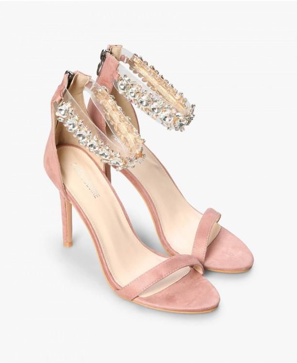 Dusty Pink Fiji Crystal Barely There High Heel Sandals