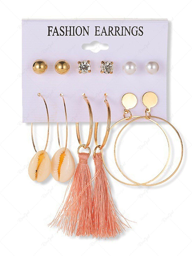 6Pcs Shell Tassel Hoop Earrings