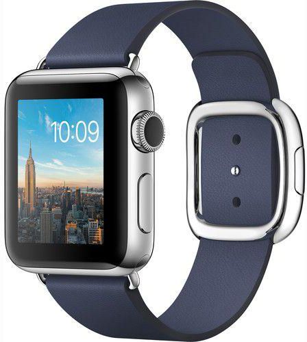 Apple Watch Series 2 , 38mm Stainless Steel Case , Leather Band , Blue , MNP92LL/A