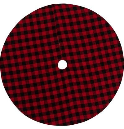 Double Layer Checked Tree Skirt Red/Black 36inch