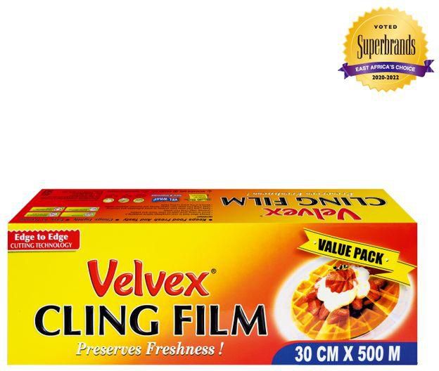 Velvex Clear Cling Film 30cm X 500m Single Roll