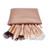 15pcs Professional Makeup Brush Set Foundation Blending Cosmetic Tool with PU Leather Bag - Pink