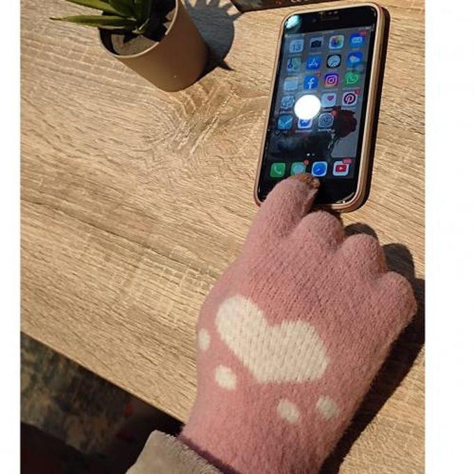 Heart Winter Gloves Warm Wool Gloves Luxury Hand Warmer-Touch Screen
