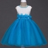 Girls Dress-White And Turquoise Blue With Pearl Details