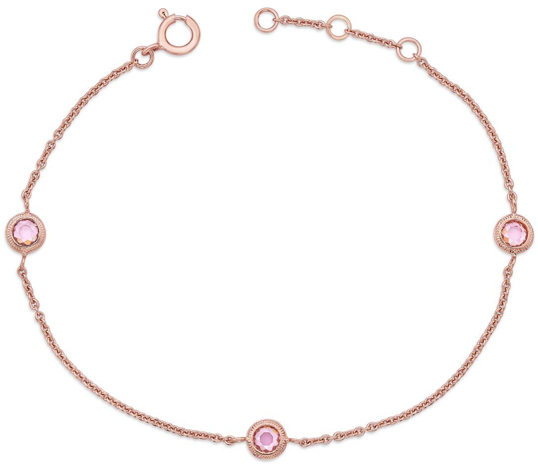 Peora Sterling Silver Rhodium Rosy Glam Drops Cubic Zirconia Bracelet
