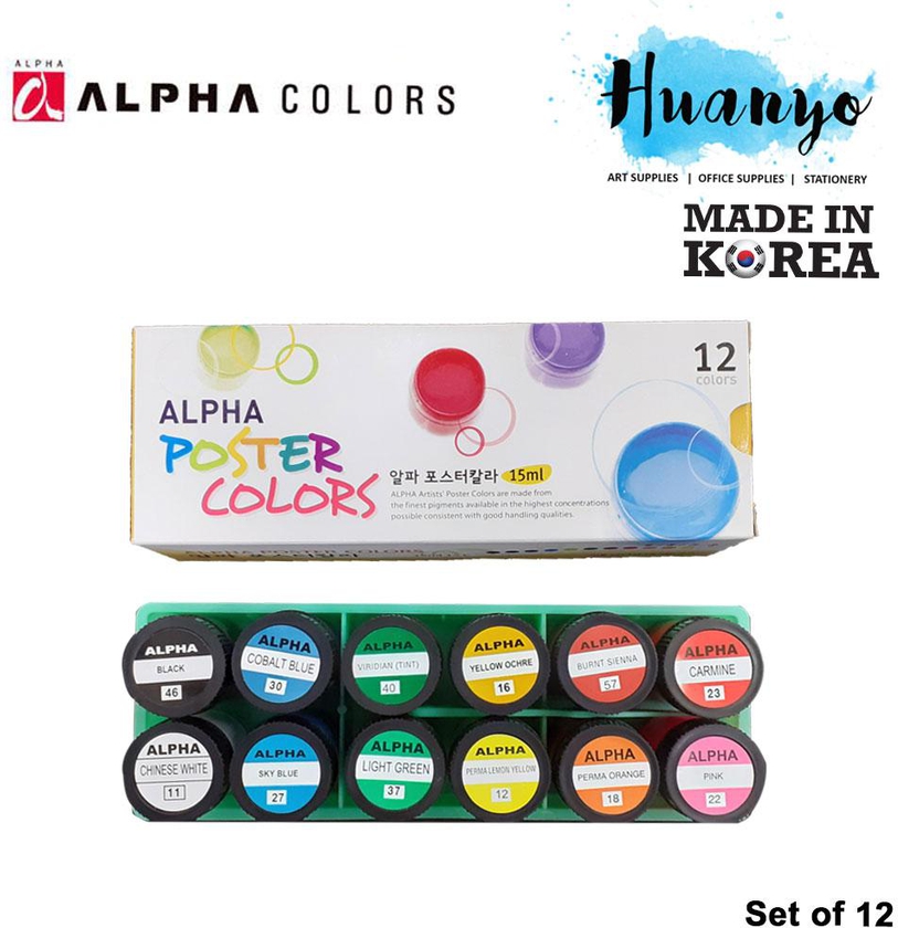 Alpha Poster Colour (Set of 12 Colors, 15ML Bottle)