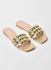 Stone Embellished Strap Flat Sandals Gold