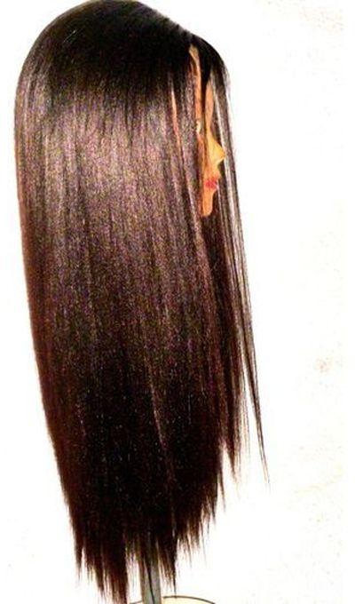 Fashion Straight Hair Wig With Frontal Closure- Black