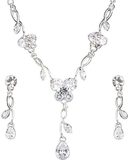 Clear Swiss Cubic Zirconia Tear Drop Earrings Necklace Jewelry Set