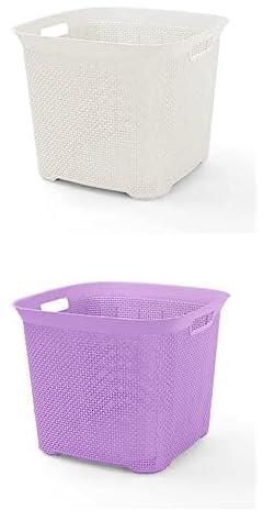 Laundry Basket BoBos Square White + Laundry Basket BoBos Square Purple