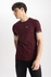 Defacto Man Young Muscle Fit Short Sleeve Crew Neck Knitted T-Shirt - Bordeaux