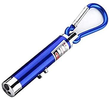 5mW 2-in-1 LED Laser Pen Pointer Flashlight Torch Beam Light Keychain - Blue