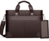 Fashion Men Leather Shoulder Bags Computer Briefcase Bag Handbag + Money Wallet -brown