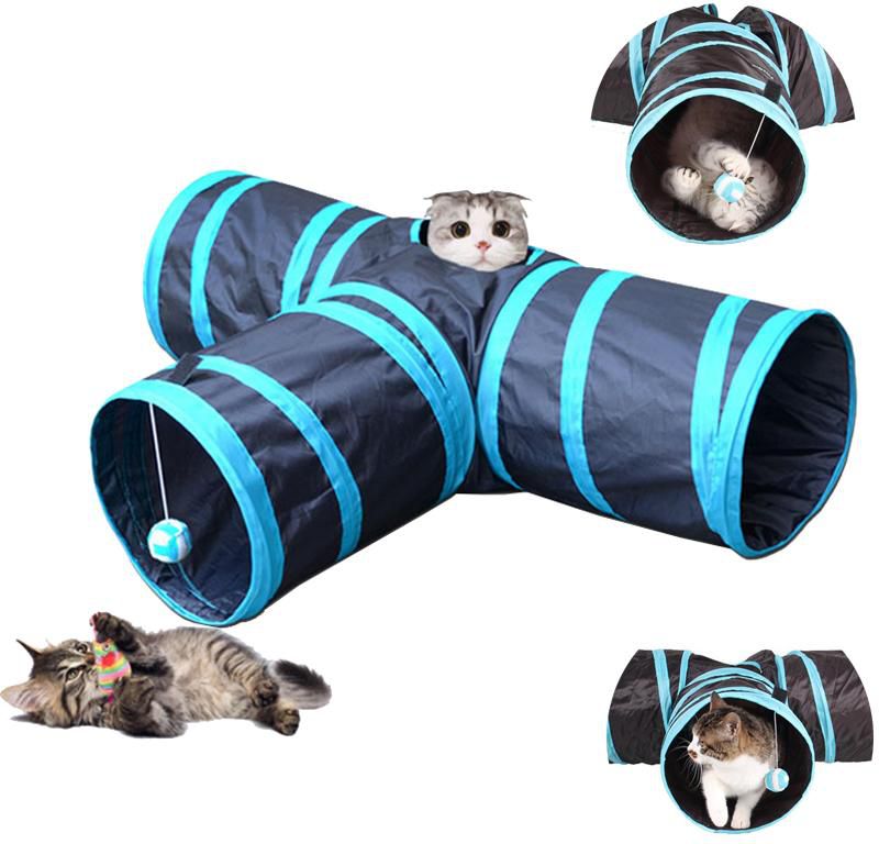 Gdeal Three-Way Ring Cat Paper Channel Pet Cat Tunnel Foldable Toys