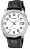 Casio Men's White Dial Black Leather Band Watch [MTP-1302L-7BV]