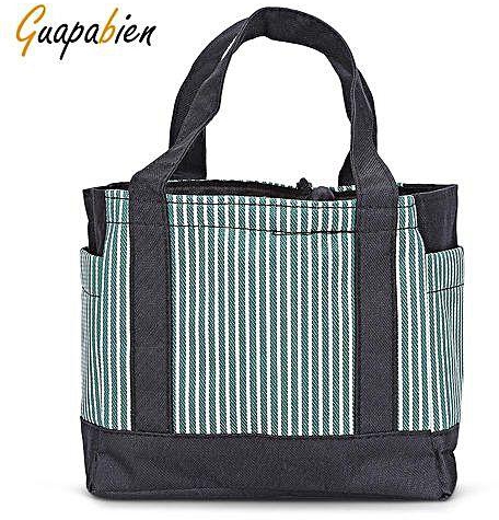 Guapabien Portable Stripe Waterproof Tote Carry Bag - Green