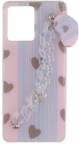 Oppo Reno 7 4G - Printed Silicone Cover With Glitter And Clear Chain